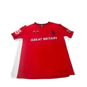 Polo Ralph Lauren Great Britain Polo Shirt Red Custom Fit XXLT Ocean 14' vintage